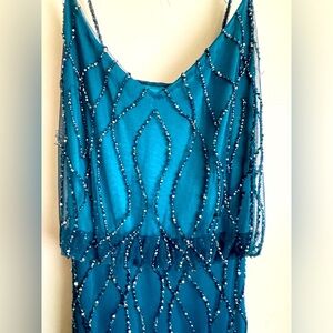 Adrianna Papell Blue Sparkle cocktail / evening dress size 12
